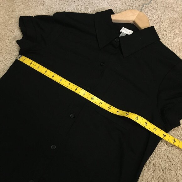 Black Simple Witch Button Up Short Sleeve Top - Picture 9 of 14